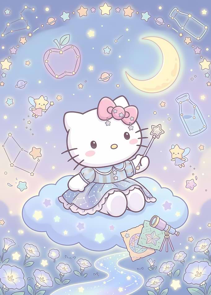 Hello Kitty Celestial Dream Illustration
