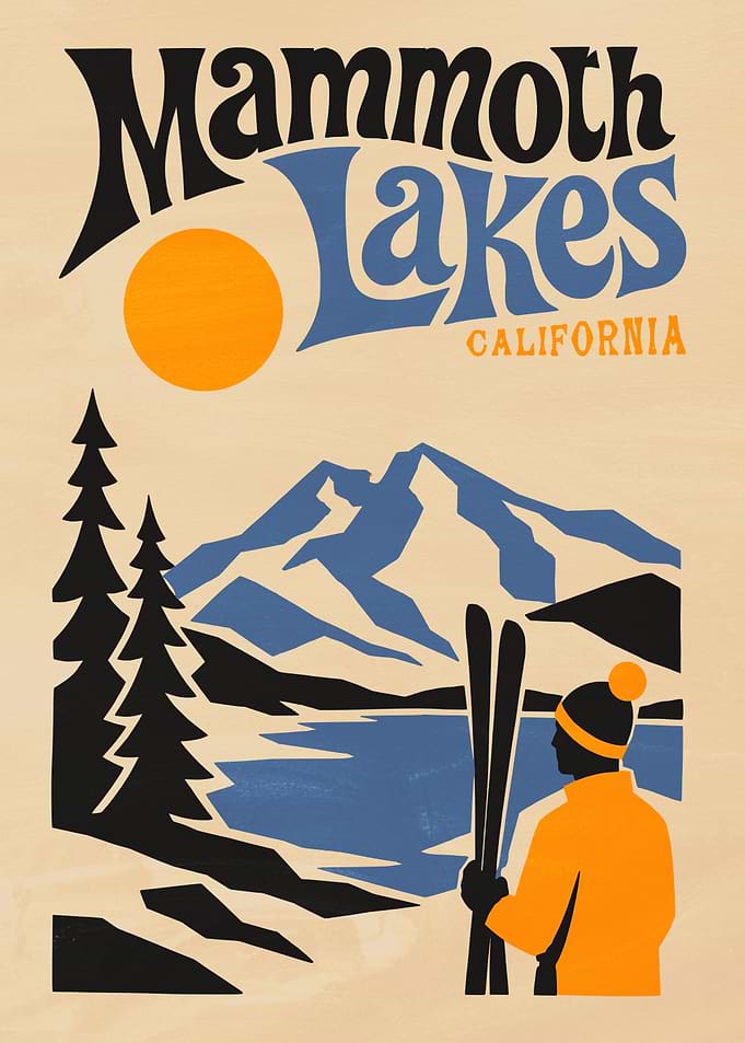 Mammoth Lakes California Skiing Travel Poster