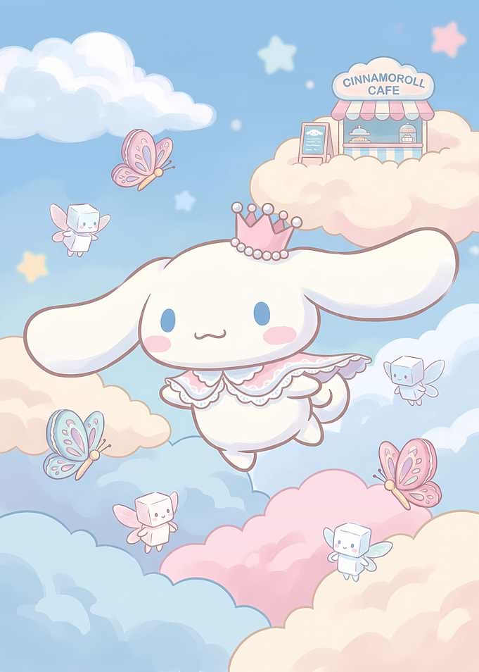 Cinnamoroll Flying in Dreamy Sky