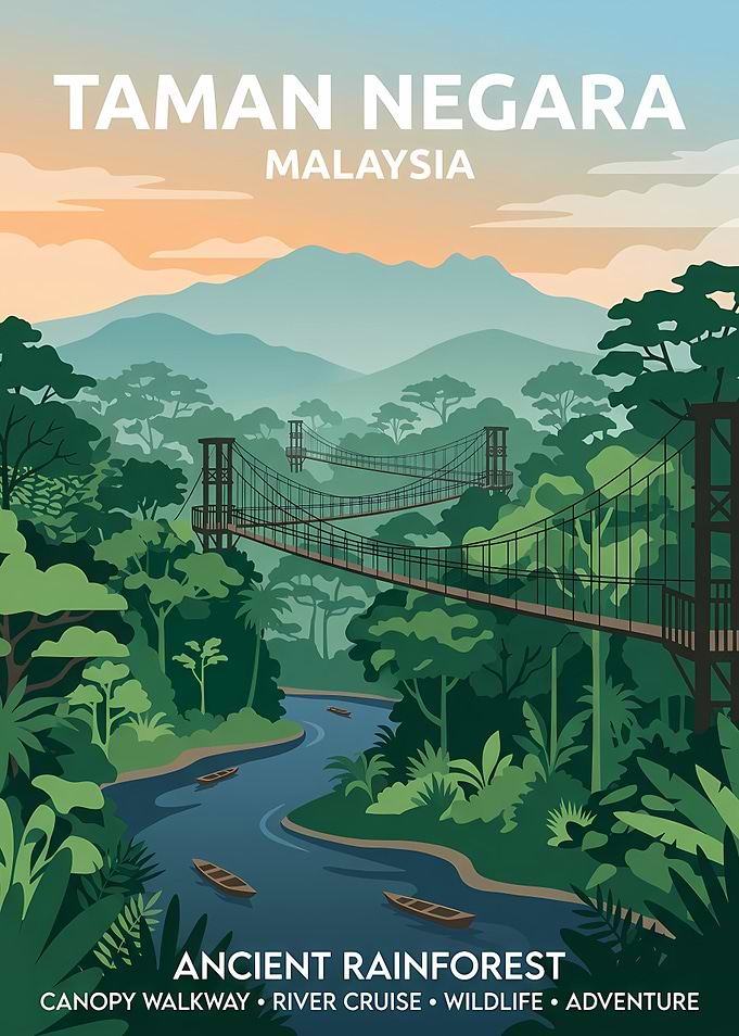 Taman Negara Malaysia Travel Poster