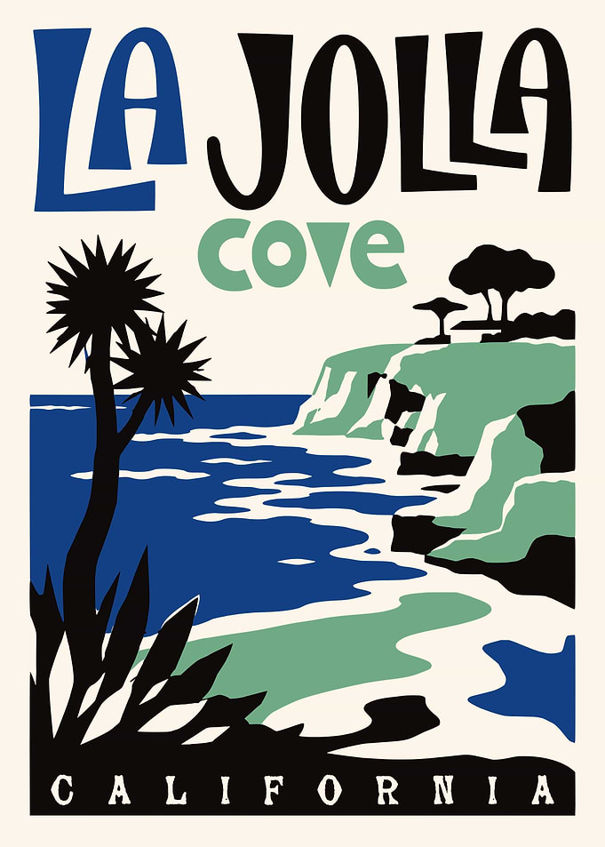 Vintage La Jolla Cove Travel Poster