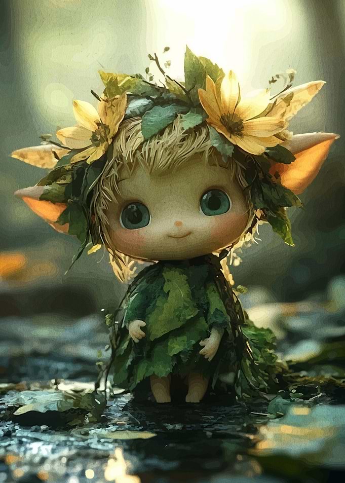 Cute Forest Sprite with Flower Crown