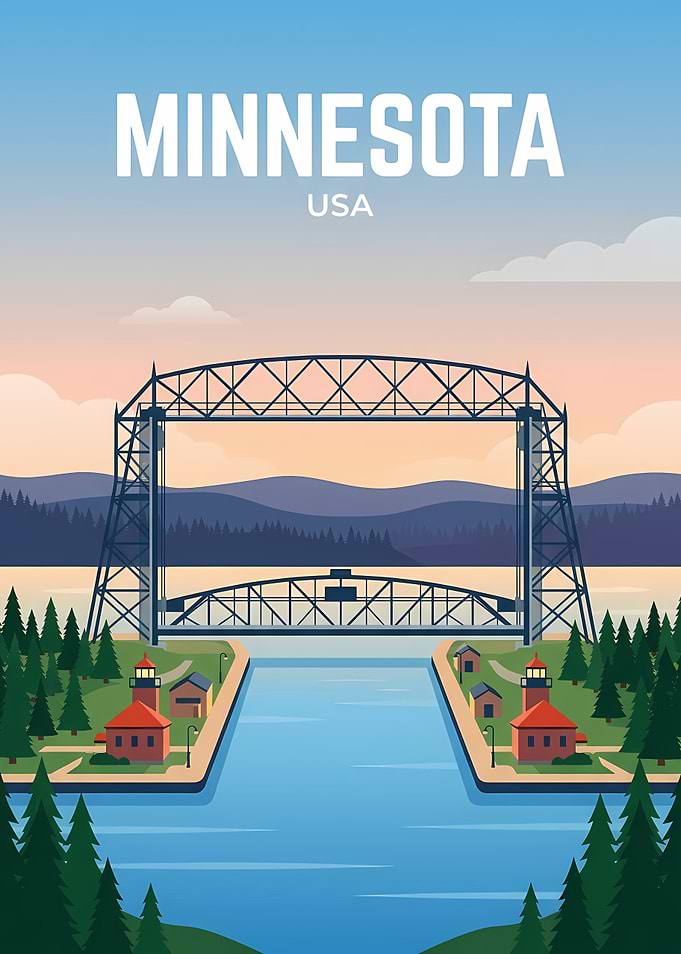 Minnesota Aerial Lift Bridge Travel Poster