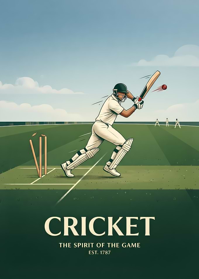 Vintage Style Cricket Sport Poster