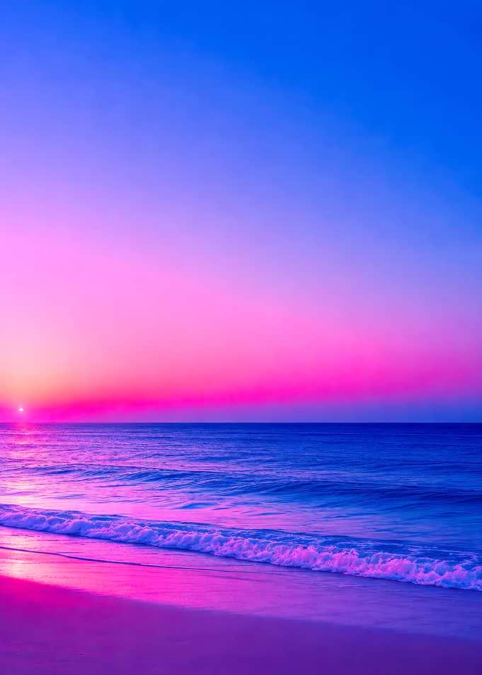 Vibrant Pink and Blue Sunset Beach