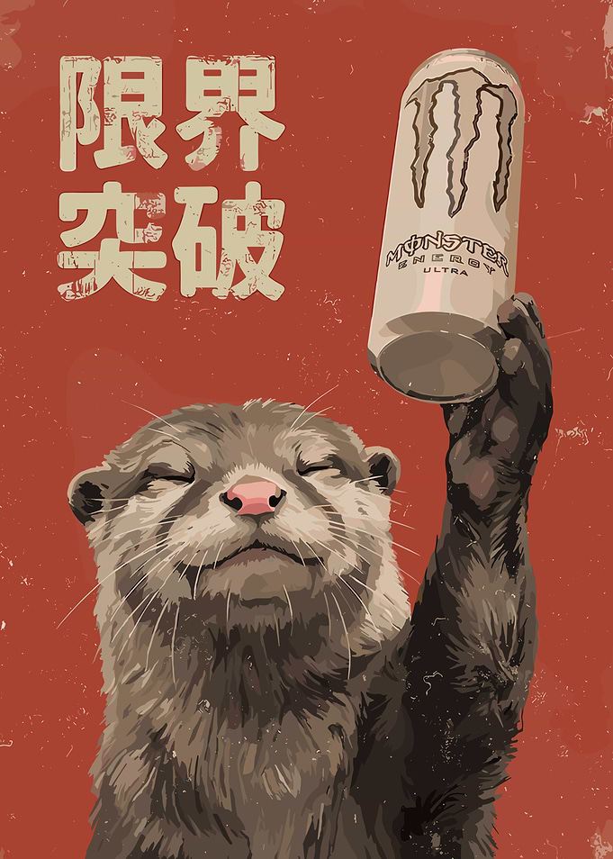 Otter Holding Monster Energy Drink Poster