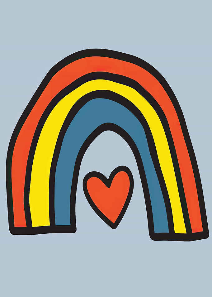 Minimalist Rainbow and Heart Illustration
