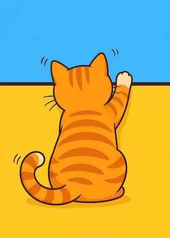 Cute Cartoon Orange Tabby Cat