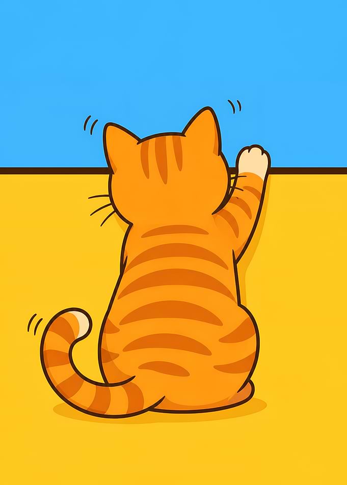 Cute Cartoon Orange Tabby Cat