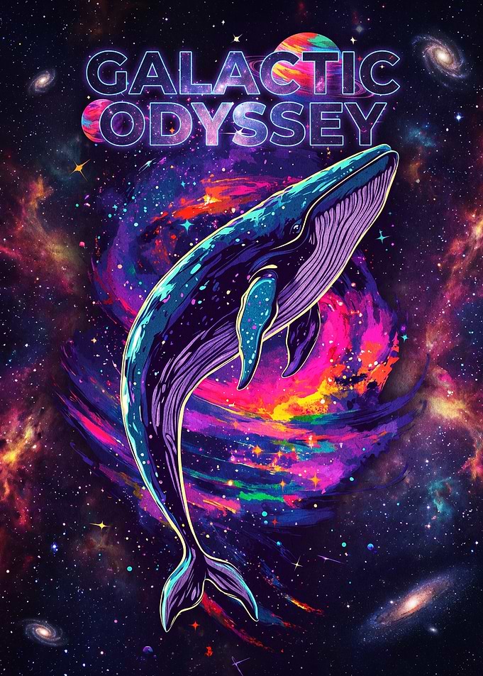 Galactic Odyssey Space Whale Poster