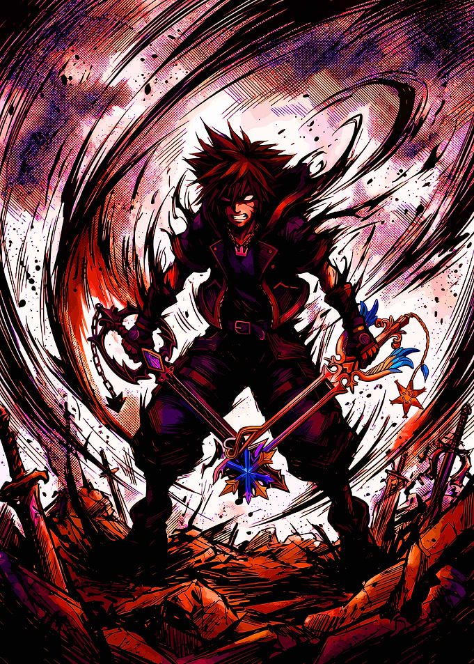 Sora Kingdom Hearts Dark Aura Illustration