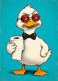Grumpy Duck with Toilet Paper