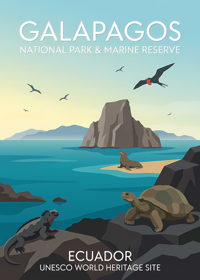 Galapagos Islands Travel Poster