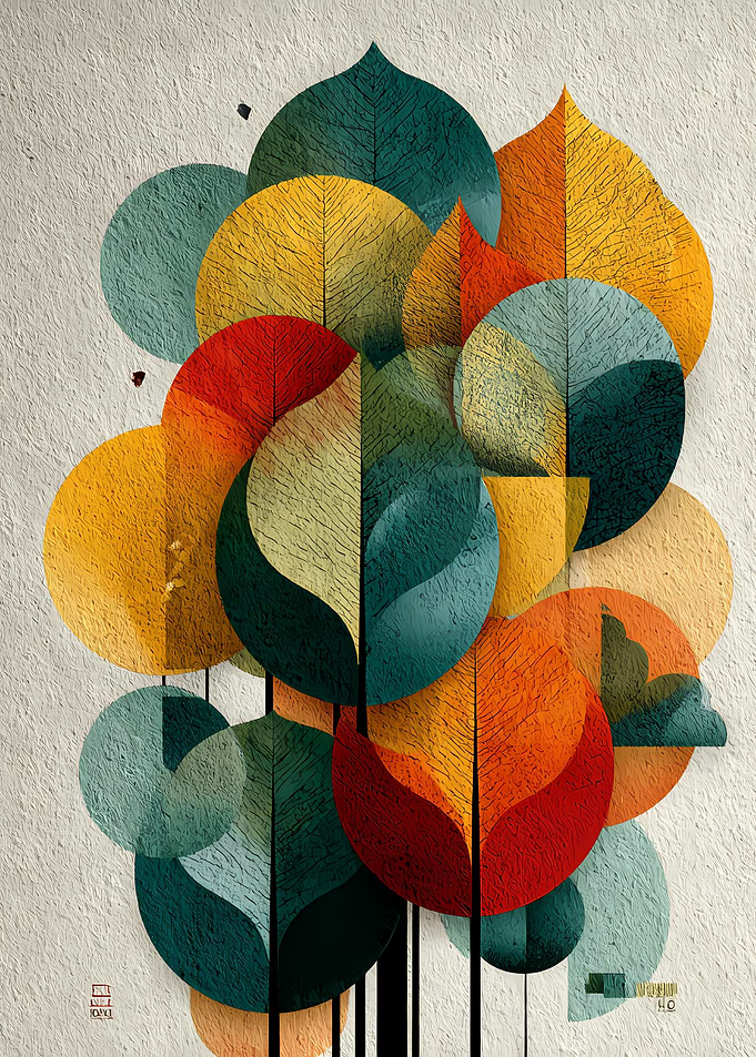 Abstract Geometric Leaf Pattern Art