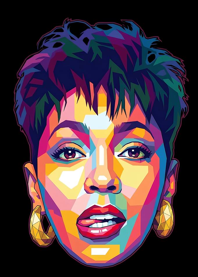 Colorful WPAP Portrait of Anita Baker
