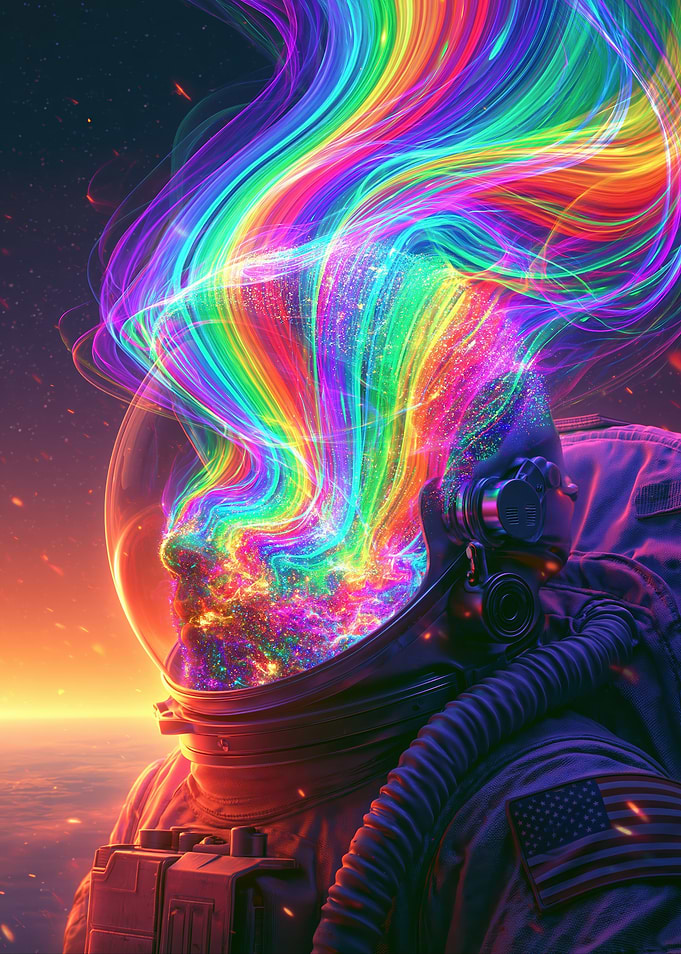 Cosmic Astronaut with Rainbow Energy