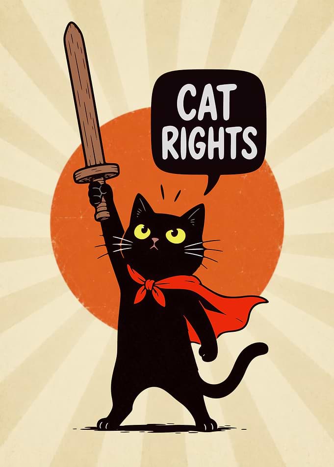 Heroic Black Cat Cat Rights Poster