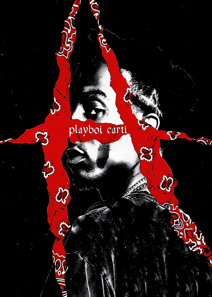 Playboi Carti Red Bandana Poster