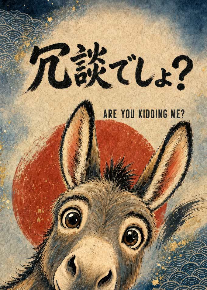 Funny Donkey Japanese Style Art
