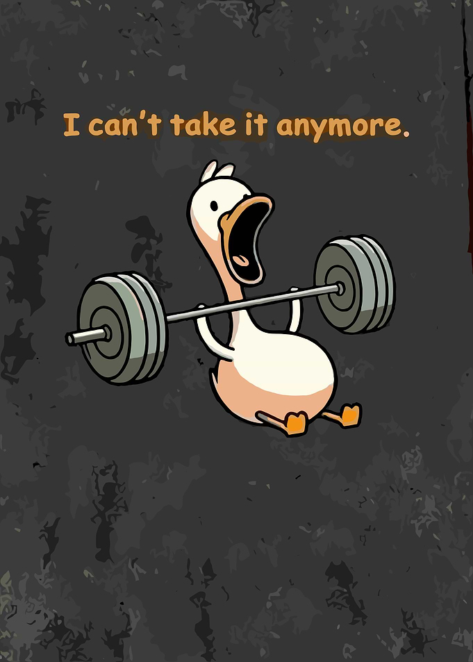 Funny Weightlifting Duck Illustration