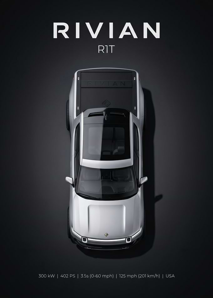 Rivian R1T Top View Poster