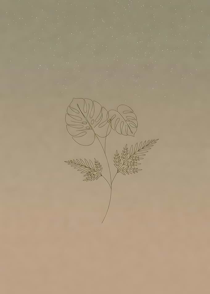Minimalist Monstera and Fern Line Art