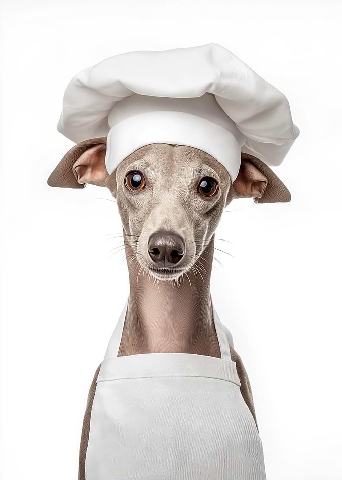 Italian Greyhound Chef Portrait