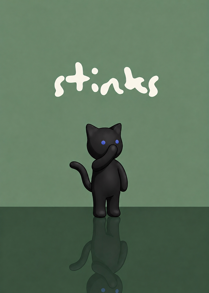 Stinks Black Cat Minimalist Illustration