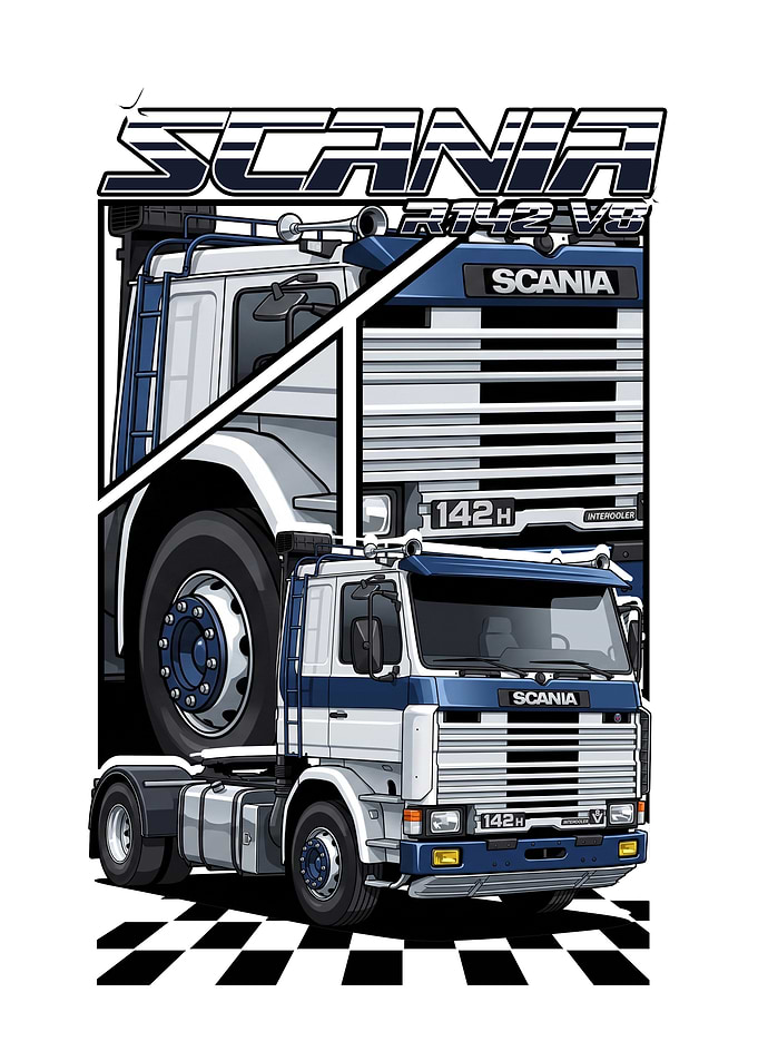 Scania R142 V8 Truck Illustration