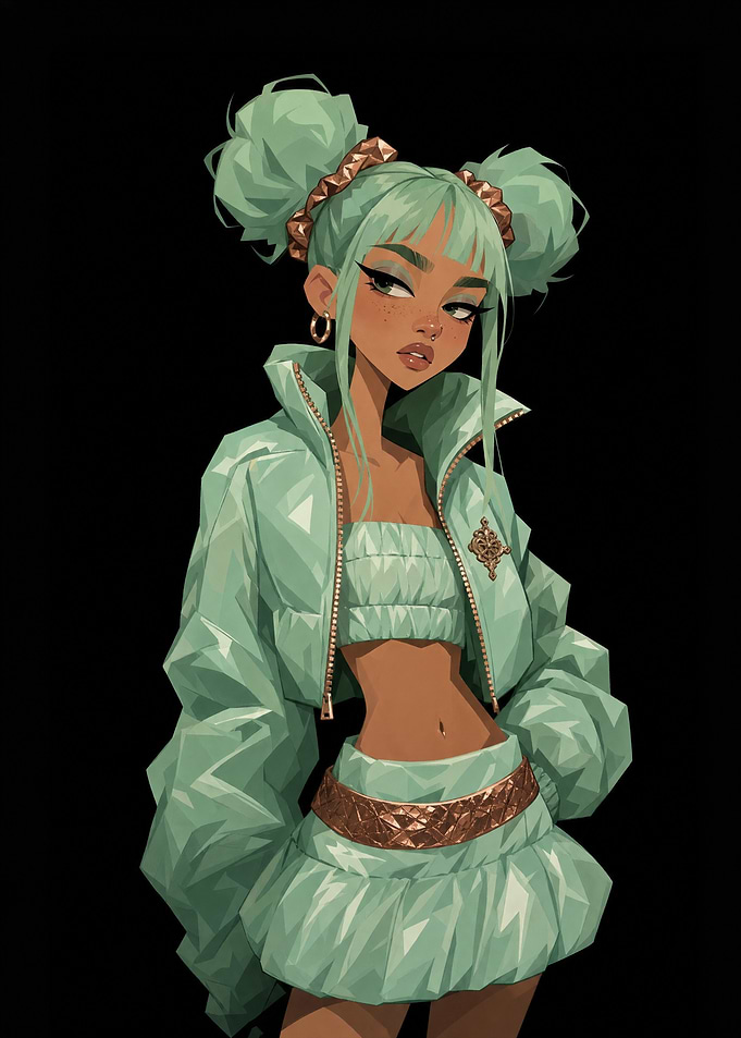 Stylish Girl in Mint Green Outfit