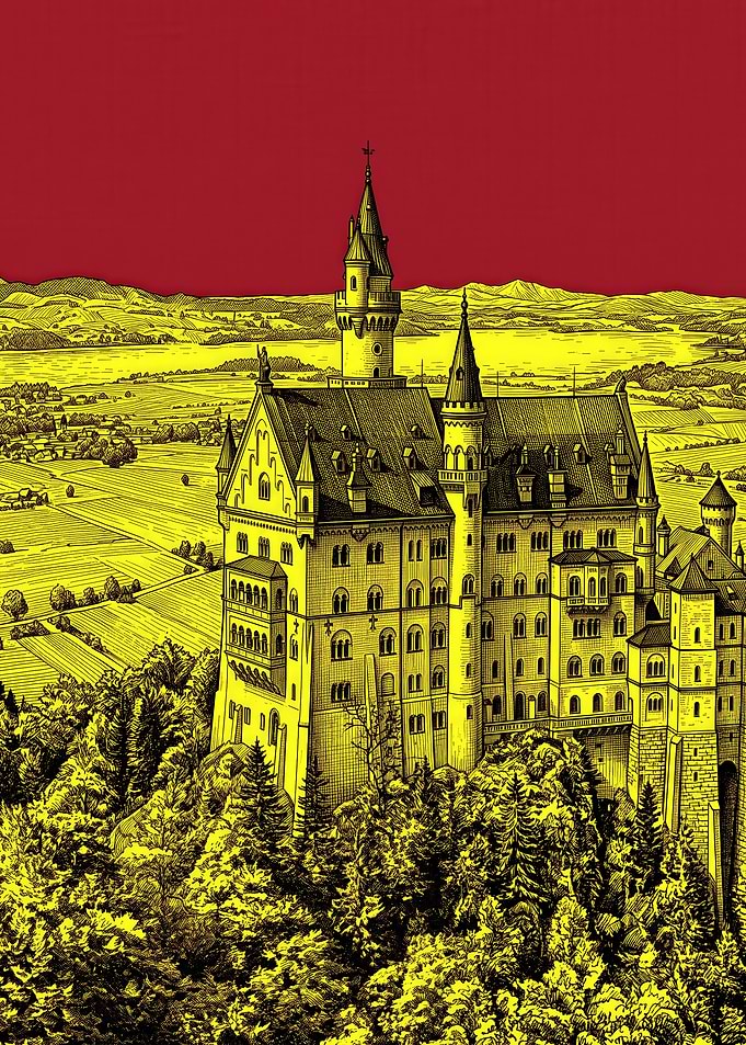 Neuschwanstein Castle Pop Art Illustration