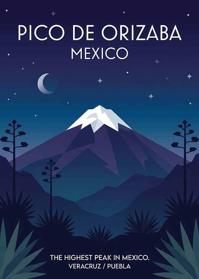 Pico de Orizaba Mexico Travel Poster