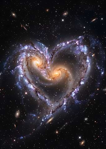 Heart-Shaped Interacting Galaxies in Space