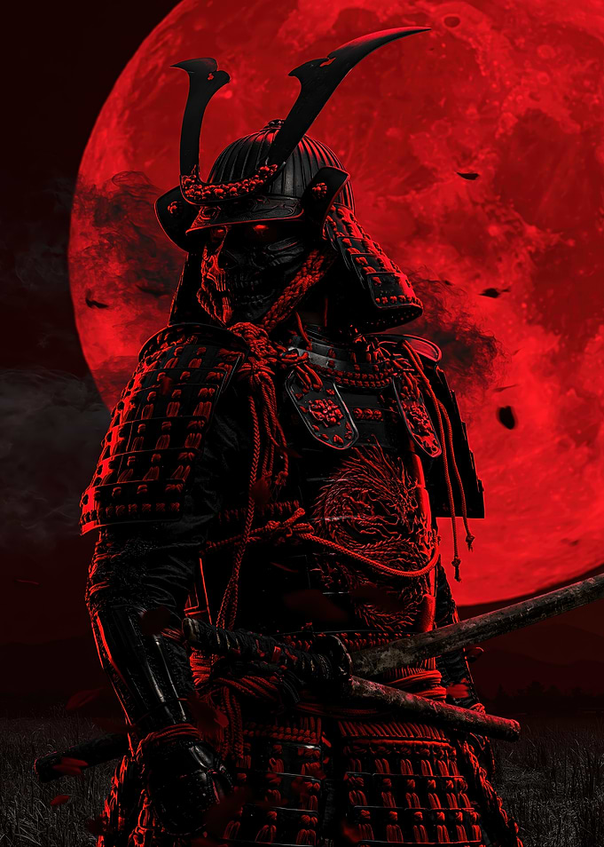 Dark Samurai Under Red Moon