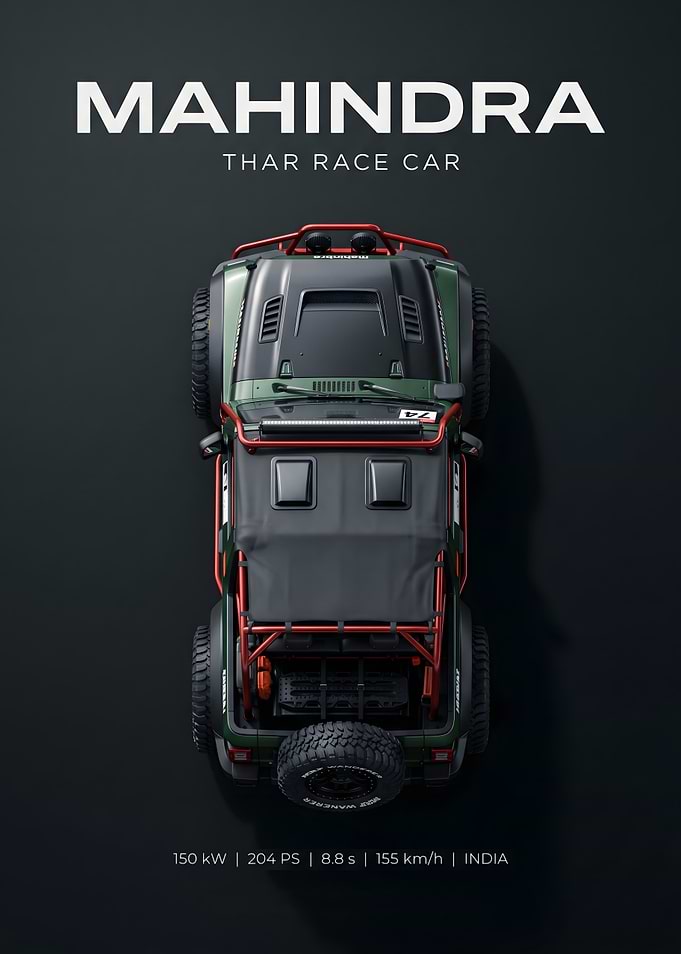 Mahindra Thar Race Car Top View