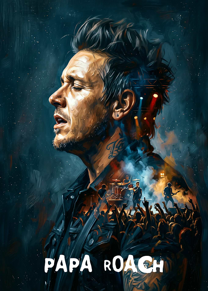 Papa Roach Concert Double Exposure Portrait