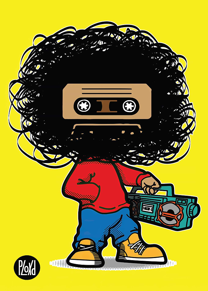 Retro Cassette Head Hip Hop Character