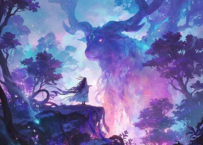 Mystical Encounter with Forest Spirit