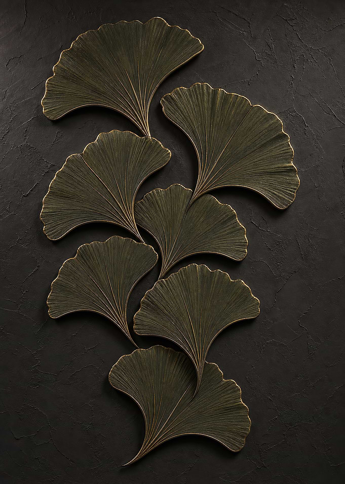 Embossed Ginkgo Leaves on Charcoal
