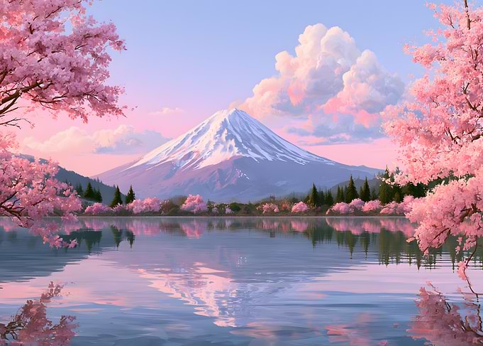 Mount Fuji and Cherry Blossoms