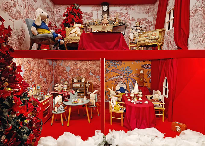Whimsical Christmas Dollhouse Display