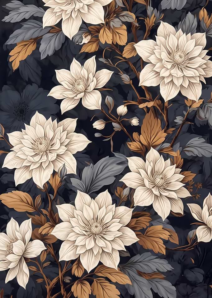 Elegant Cream Floral Botanical Pattern