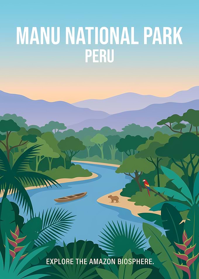 Manu National Park Peru Travel Poster