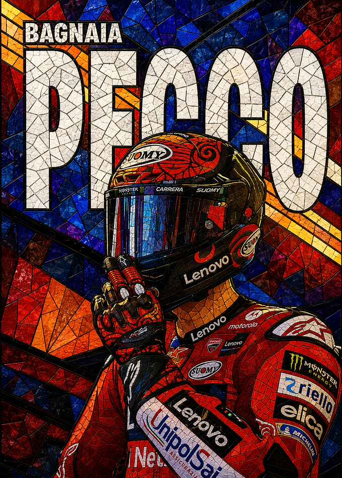 Pecco Bagnaia Stained Glass Portrait