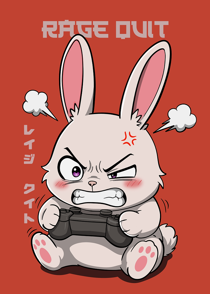 Angry Gaming Rabbit Rage Quit
