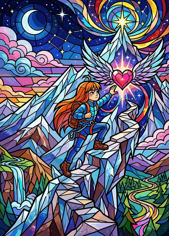 Celeste Mountain Stained Glass Art