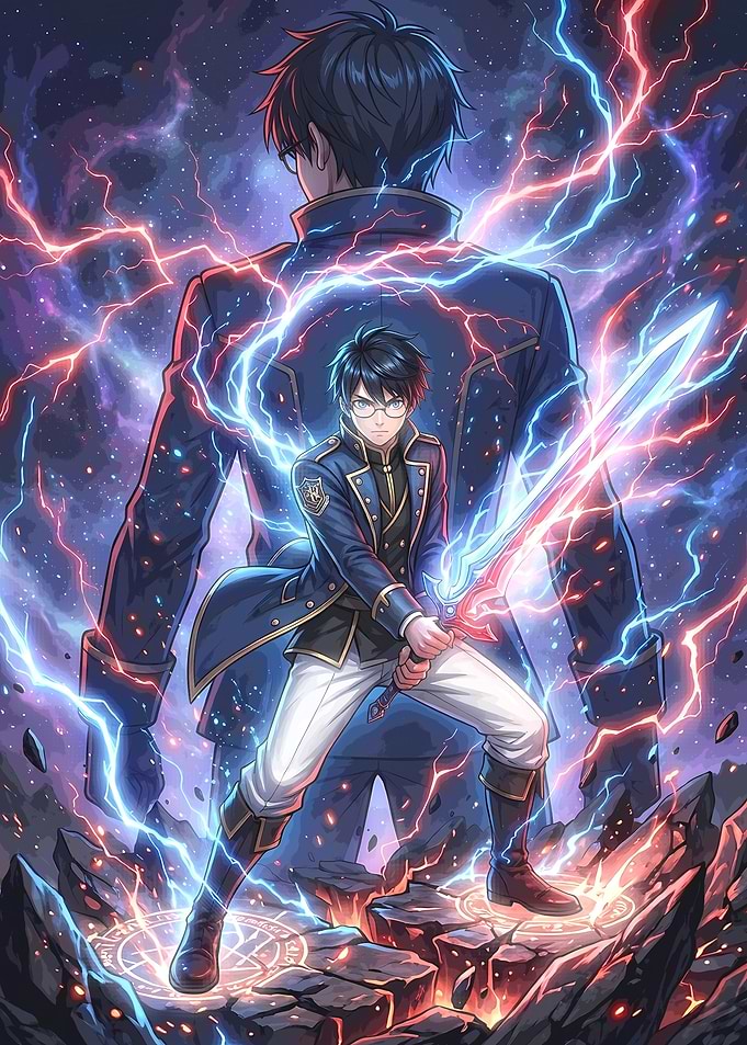 Anime Warrior with Glowing Energy Sword