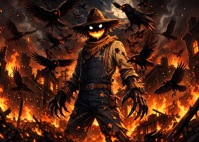 Evil Scarecrow in Burning City
