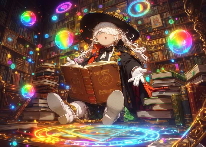 Anime Witch Reading Magical Book
