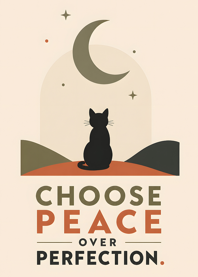Choose Peace Over Perfection Cat Poster